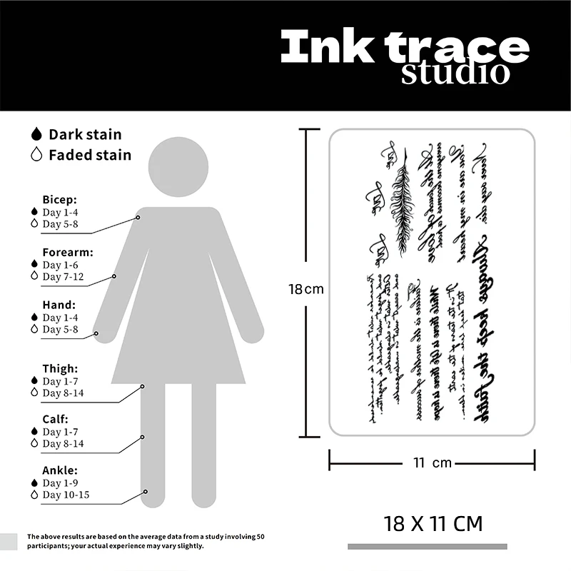 Tattoo Stickers English Word Waterproof Long Lasting Realistic Transfer Temporary Black Letters Feather Body Art For Men Women