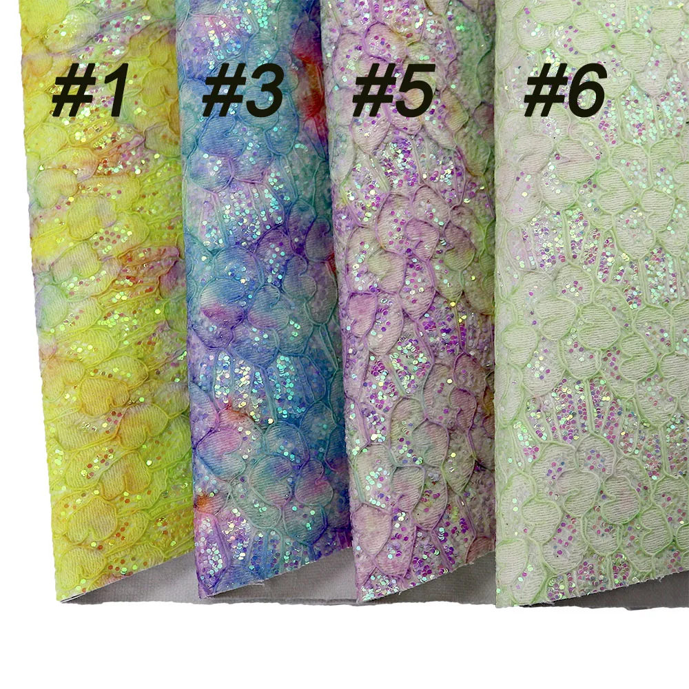 30x134cm Roll Love Hearts Chunky Glitter Fabric Synthetic Faux PU Leather For Bows Earring DIY Decoration Material AY313