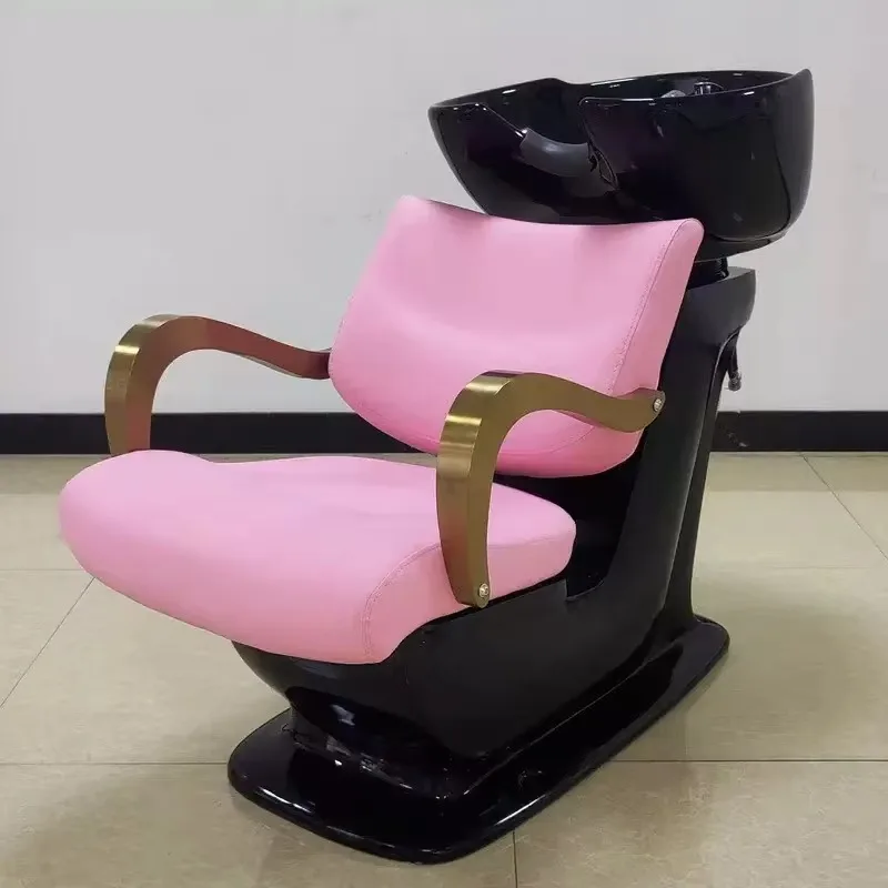 Comfortable Shampoo Hair Washing Equipment for Lady Leather and Metal Salon Shampoo Bowl and Chair