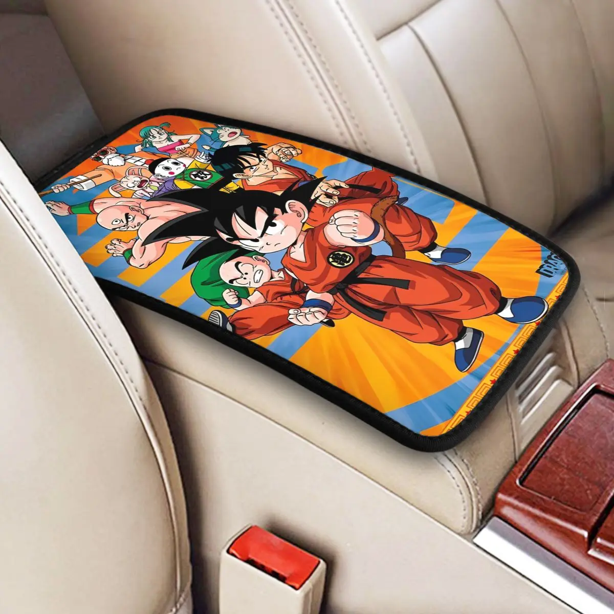 Dragon Ball Z Car Armrest Cover Mat Universal Leather Center Console Cover Pad Storage Box Pad Cushion Car Interior Accessories