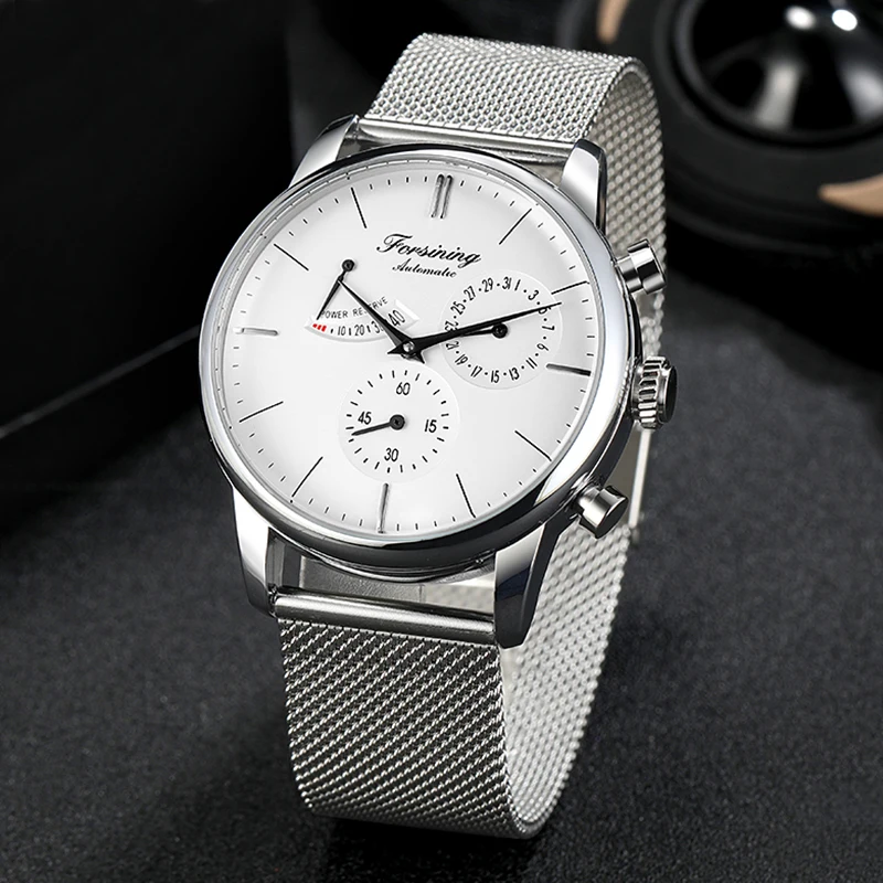 

High Quality Energy Display Watch Automatic Fashion Luxury Mechanical Watches Mens Mesh Belt Wristwatch Classic zegarek meski