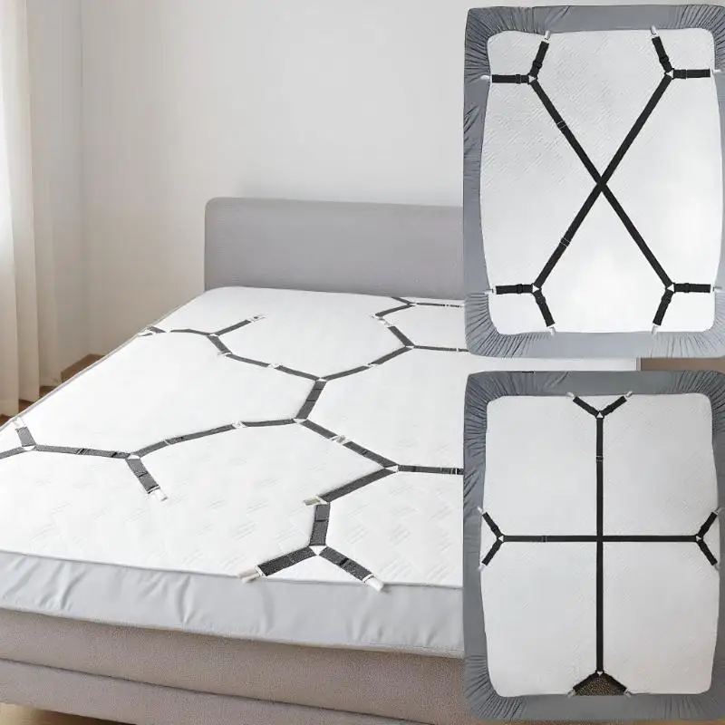 Bed Sheet Holder Adjustable Elastic 12 Clips Fixed Holder Mattress Clip Fasteners Cover Blankets Grippers Fixing Non-Slip Strap