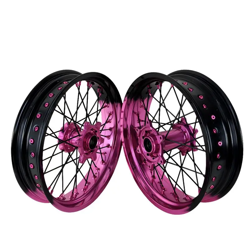 

Hot-selling Black and Pink Rim Fit for KT M EXC SXF 2003-2025 17-3.5/5.0 Wheel Set Motorcycle Supermoto Wheels