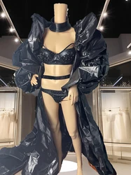 Schwarz silber rot gold bikini umhang kleider sänger geburtstags feier festival abendkleider drag queen luxus berühmtheit kostüm