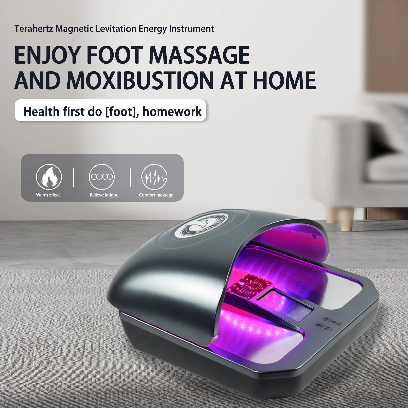 

Терагерцовый портативный грелка для ног 2-в-1, красный и синий свет с экраном дисплея, инновационный дизайн, нагревательное устройство для массажа ног, исцеление