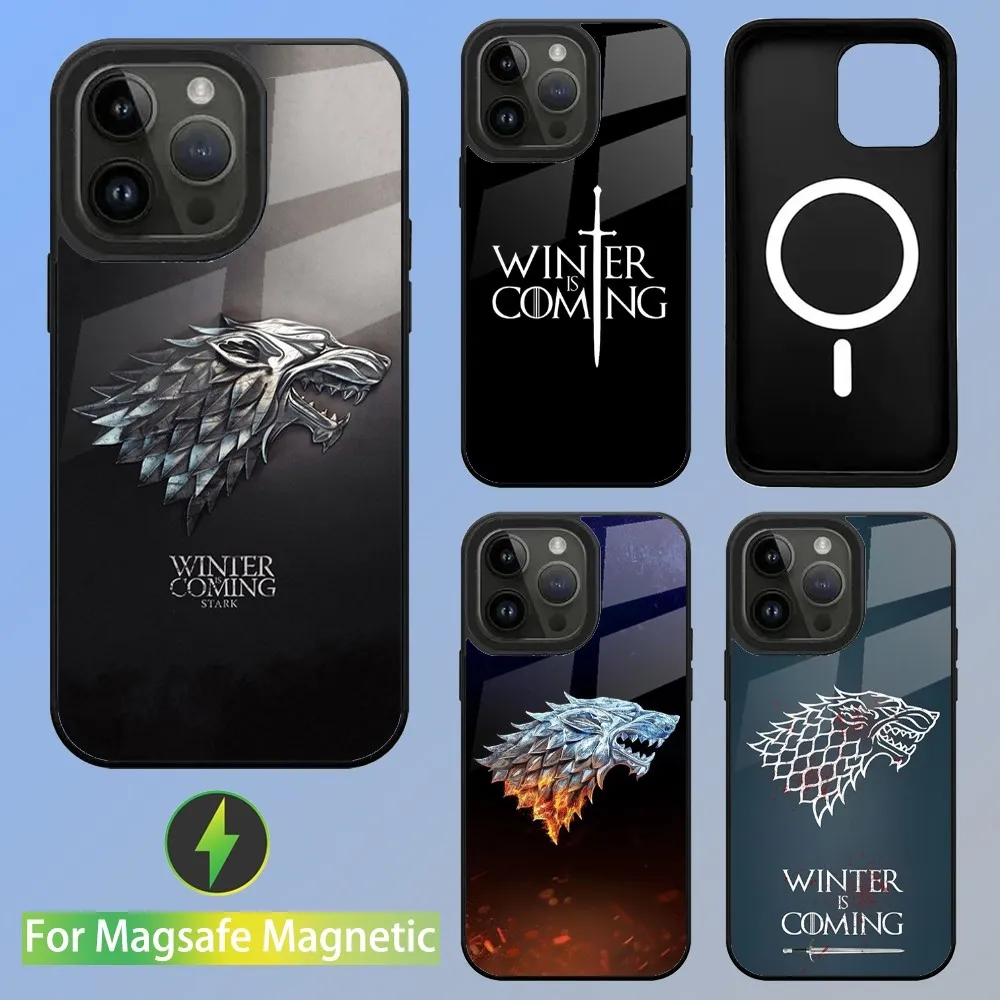 Чехол для телефона Winter Coming Stark для iPhone 15,14,13,12,11, Plus, Pro, Max Mini Magsafe с магнитной беспроводной зарядкой