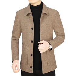 2024 High Quality Fashion Wool Blends Coats Men Solid Smart Casal Jacket Mens Turn Down Collar Autumn Winter Blazers Coats Man