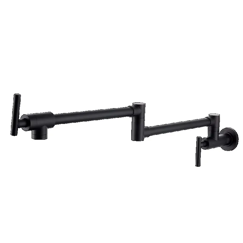 رائجة البيع 3.11 واحدة الباردة للطي ماتي الأسود صنبور المطبخ 360 درجة للتدوير السيراميك المعاصرة جدار وعاء حشو ل #1