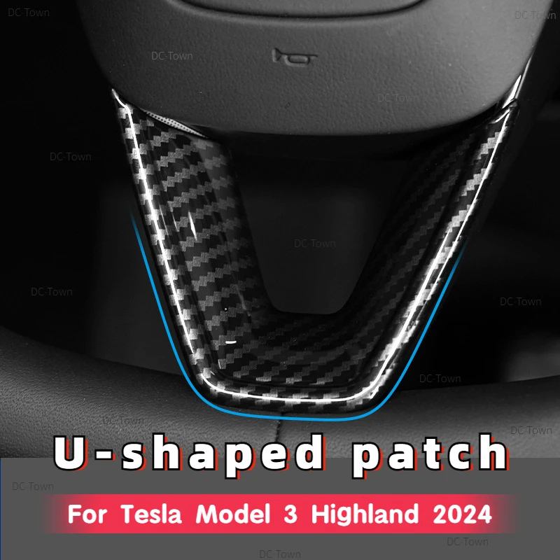 

For Tesla Model 3 Highland Model Y Juniper 2025 Steering Wheel Patch Steering Wheel U-shaped Patch Protective Cover Accessories