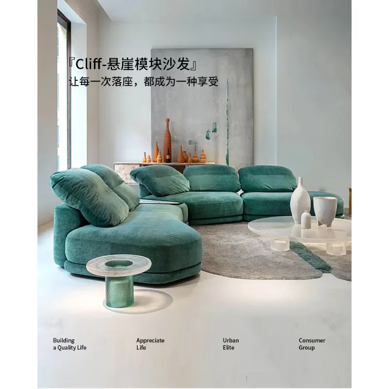 Italian minimalism, sofa design, special-shaped high-end villa living room combination module fabric