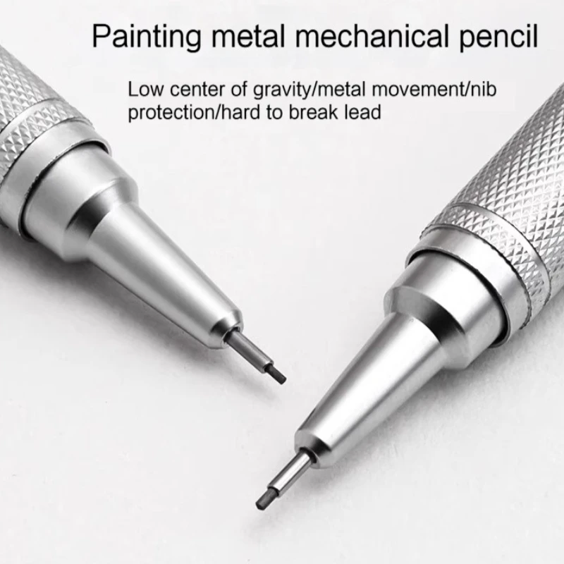 Languo ดินสออัตโนมัติยางลบโลหะสําหรับ Sketch Art Drawing ร่างวิศวกรรมดินสออัตโนมัติ 0.3/0.5/0.7 มม.