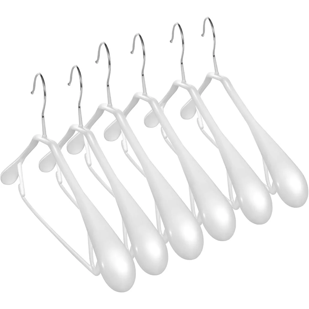 

5 Pack Heavy Duty Metal Suit Hangers Soft Flexible Gloss Grippy Clothes Hanger Wide Shoulder Non Slip Thick Coat Hanger (White)