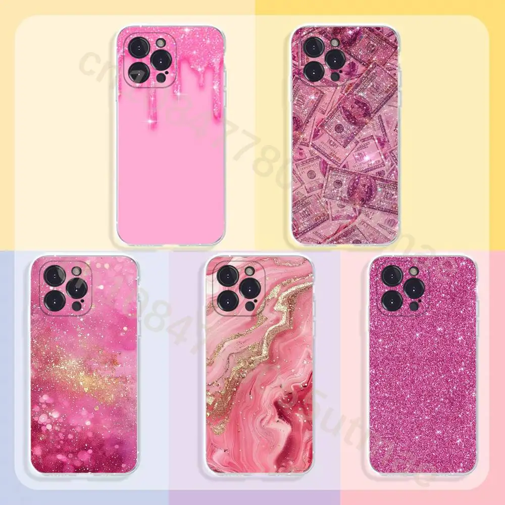 

Pink Glitter Phone Case For iPhone11,12,13,14,15,16,17,Plus,Pro,Max,Plus,Transparent Cover
