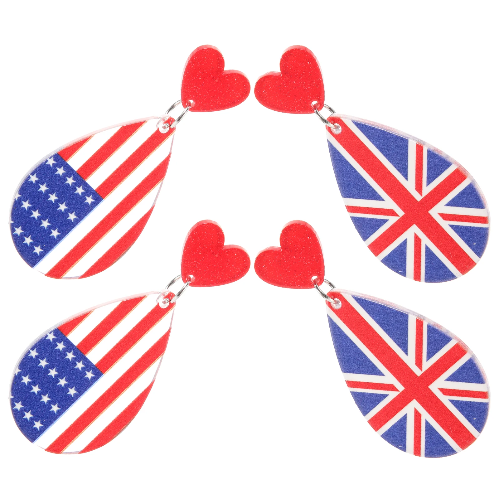 

2 Pairs Statement Earrings for Women Acrylic Dangle American Flag Drop Dangling