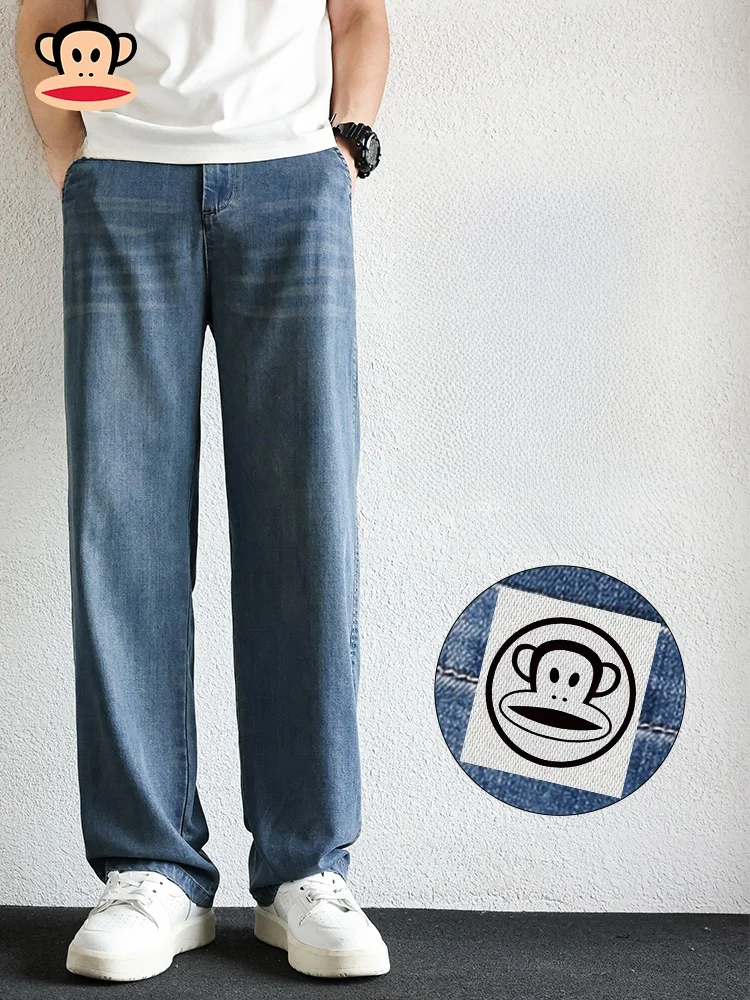 

Мужские джинсовые брюки PaulFrank в американском ретро-стиле, свободные, прямые, повседневные, летние, легкие, эластичные, с охлаждающим эффектом