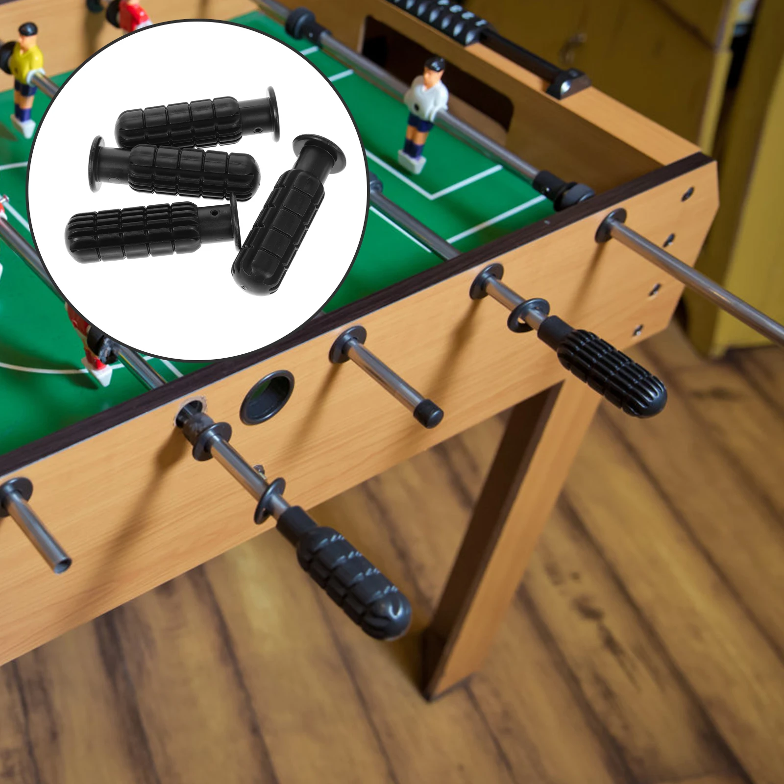 

4pcs Table Soccer Handles Black Replacement Grips Ergonomic Pvc Wear-Resistant Nonskid Foosball Handles Sturdy Football Machine