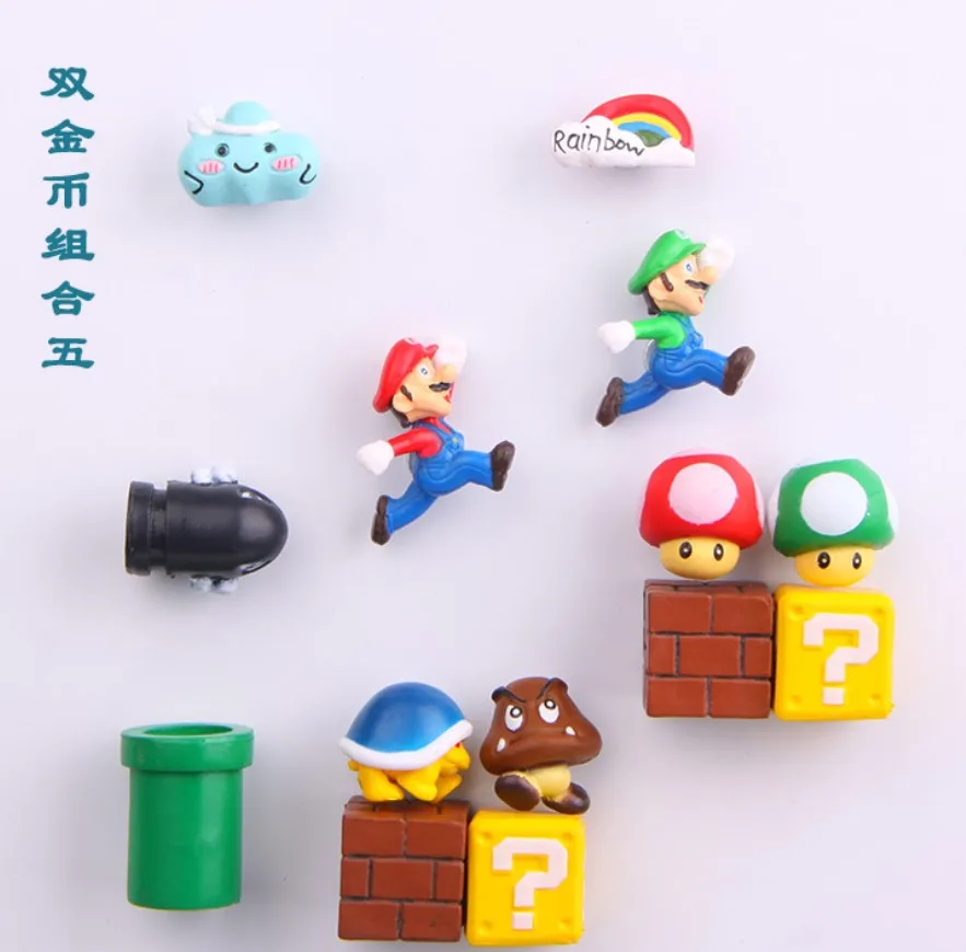 1 Set Japan Game Figure Super Mario Bros Fridge Magnets Refrigerator Stickers Ornament Luigi Yoshi Toad Mini Figurine Doll