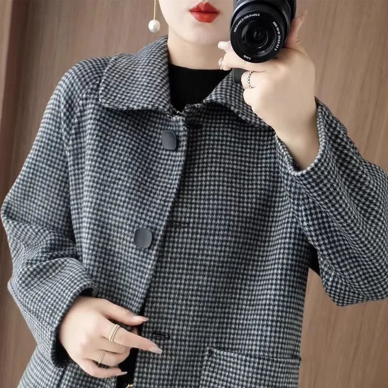 100% Wool Double-sided cashmere Coat Women's Autumn Winter Temperament Korean version Doll collar Women Coats Single Breasted