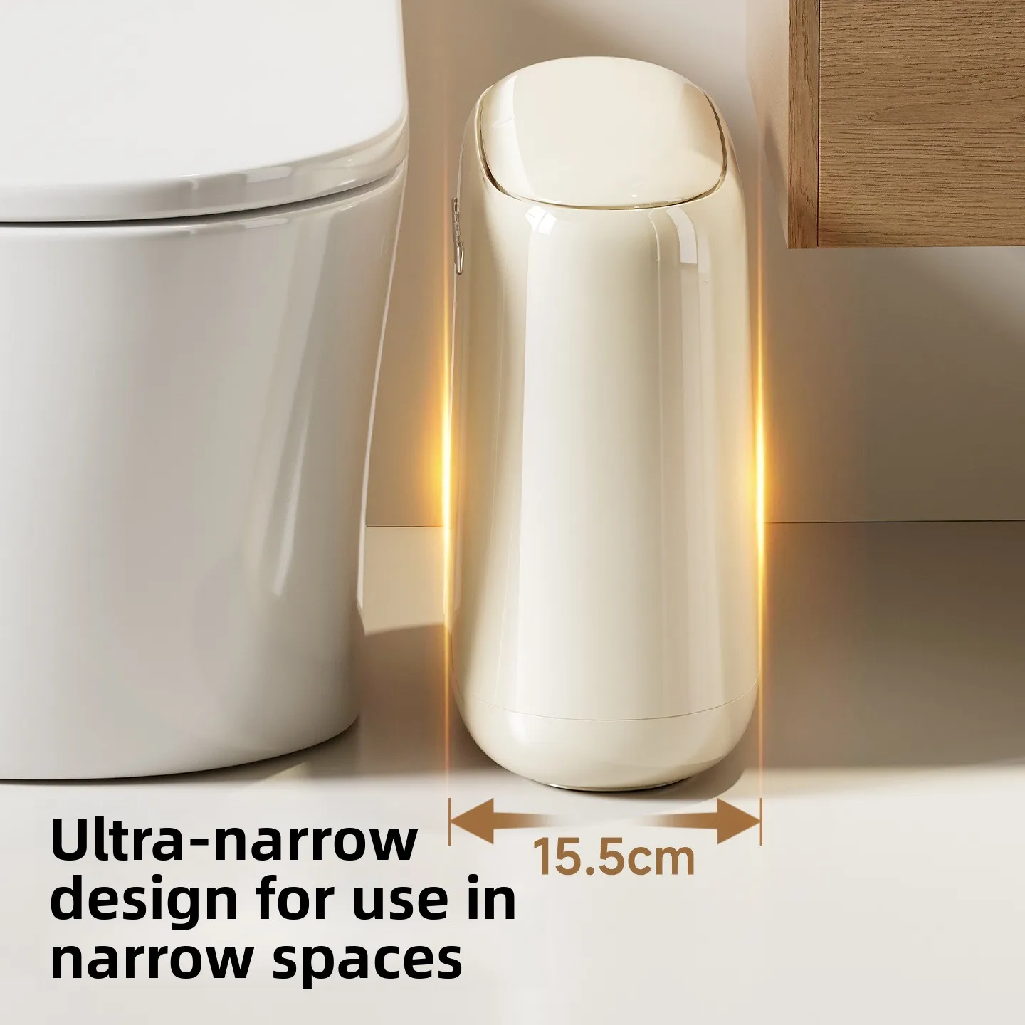 12L Trash Bin Narrow Gap Trash Can Light Luxury Bathroom Toilet Large Capacity Seam Press Waterproof Trash Can Kitchen with Lid