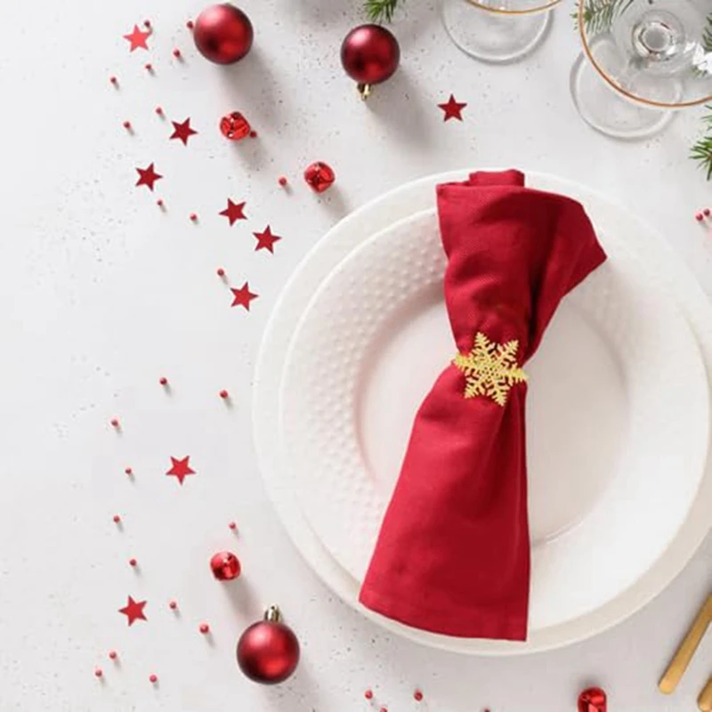 24-Pieces Christmas-Themed Hotel Table Setting Snowflake Napkin Rings, Napkin Clips, and Napkin Buckles Retail