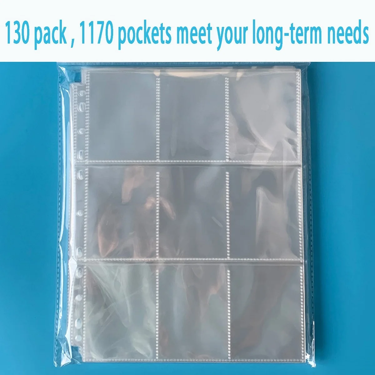 10pcs pocket double-sided card leaf collector sleeve 9 pocket clear plastic game card protector for baseball cards and 3-ring bi