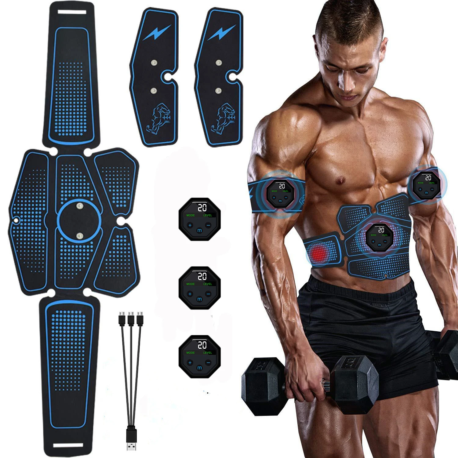 Estimulador Muscular De Entrenamiento Abdominal, Carga USB, Equipo De Entrenamiento Físico Y Pérdida De Peso