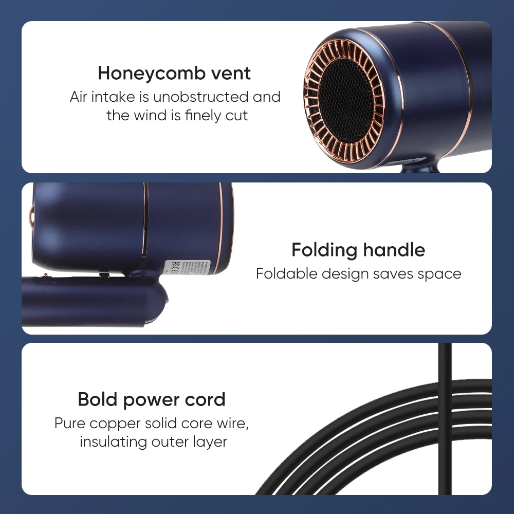 야외용 헤어 드라이어 고속 헤어 드라이어 110000RPM 저소음 지능형 고속 헤어 살롱 드라이어 벽걸이 헤어드라이어