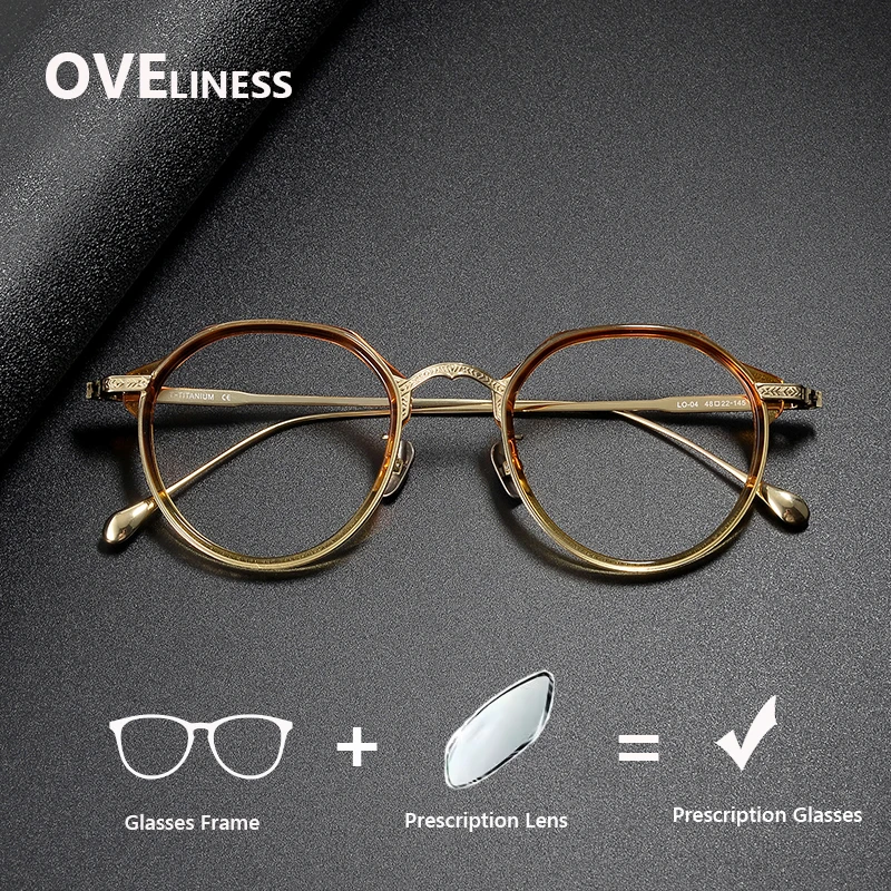 

optical Acetate Titanium Glasses Frame Women Vintage Retro Round Prescription Eyeglasses frame Men Spectacles myopia Eyewear