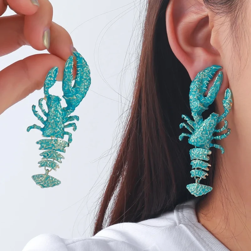 Statement Oceanic Lobster Earrings for Women Layered Beachy Design Trendy Beach Fashion Jewelry Holiday
