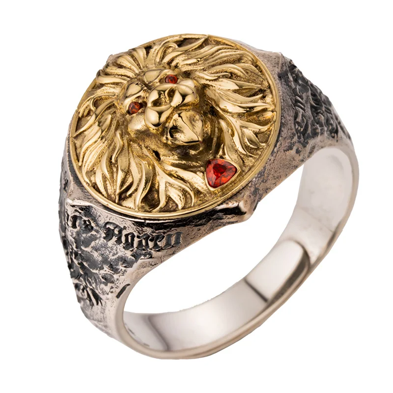 Lion Roar of Glory Silver Ring 925  Ring for men 3D relief frost howl Fashion Jewelry