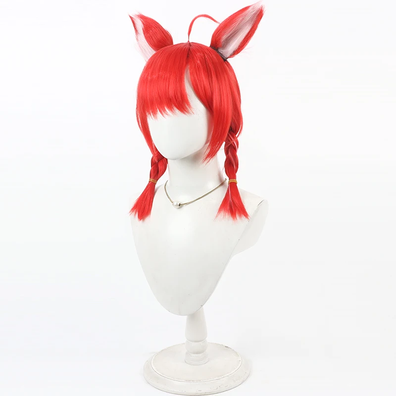 Virtual youtuber ratna petit cosplay peruca festa de halloween prop cabelo sintético fibra resistente ao calor + touca peruca