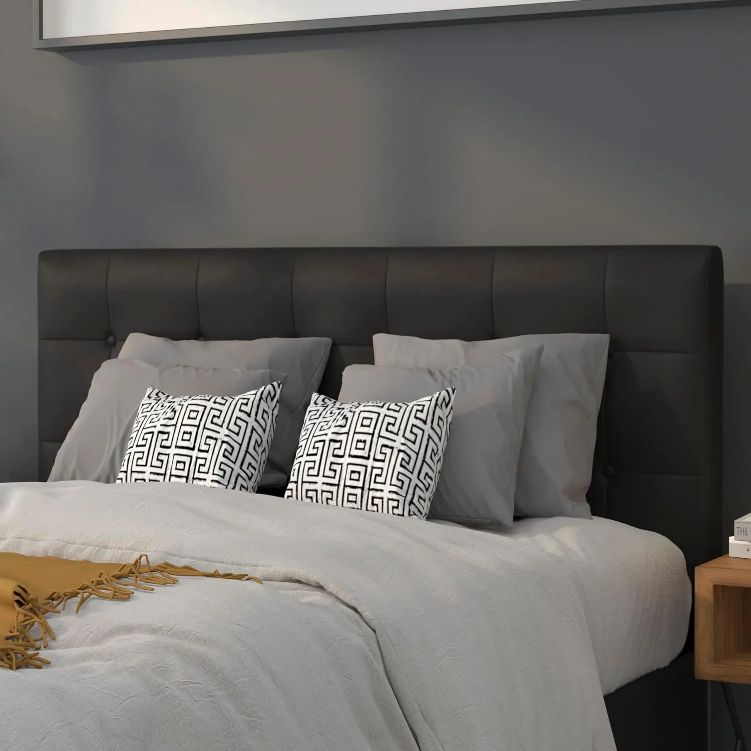 Black Full Button Tufted Headboard, Customized