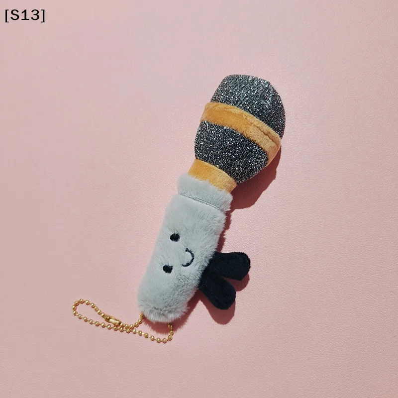 1 Pc Simulated Metal Microphone Stuffed Toys Key Chain Funny Plush Doll Keychain Gifts Cute Bag Pendant Schoolbag Accessories[Q]