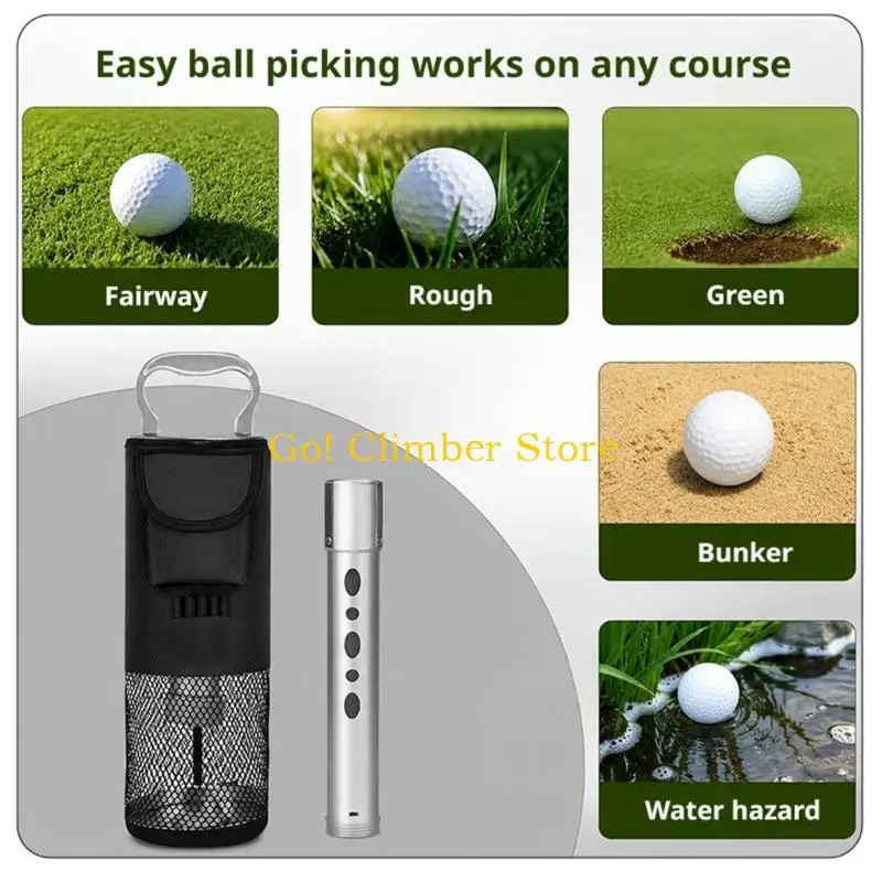 Q84C Golf Ball Collection Tube with Front Pocket and Carry Handle Design
