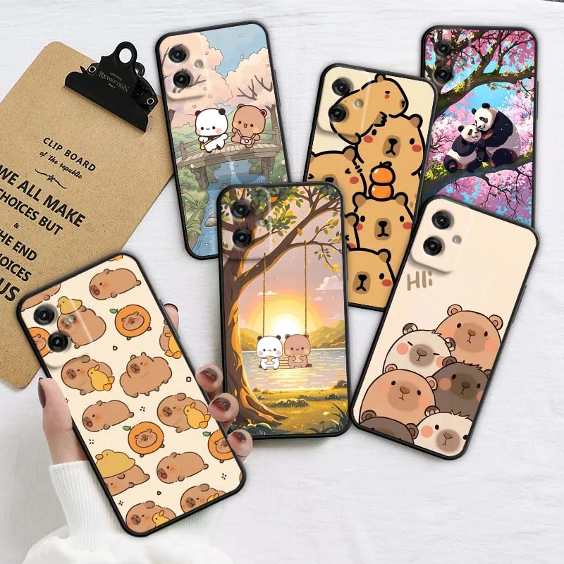 

Cute Capybara Bear Panda Phone Case For Motorola G85 Edge 50 G24 G35 G14 G04 40 G72 G34 G31 G Stylus G54 G13 G32 5G Black