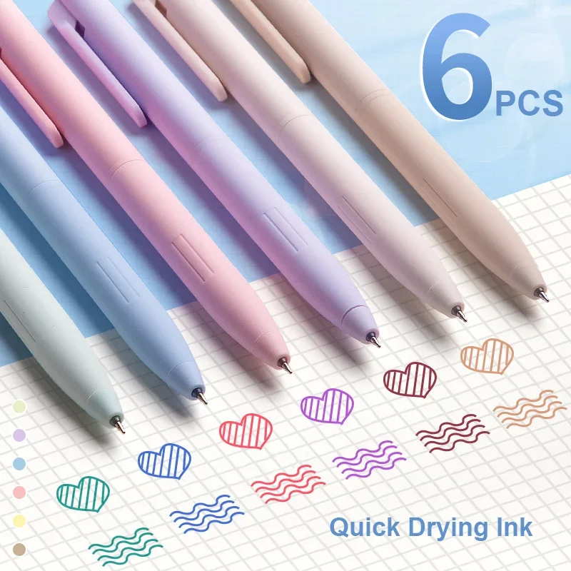 

6 шт./компл. цветная гелевая ручка Morandi, наборы гелевых ручек 0,5 мм для заметок, рисования, студентов, канцелярские принадлежности, офисные аксессуары, подарок