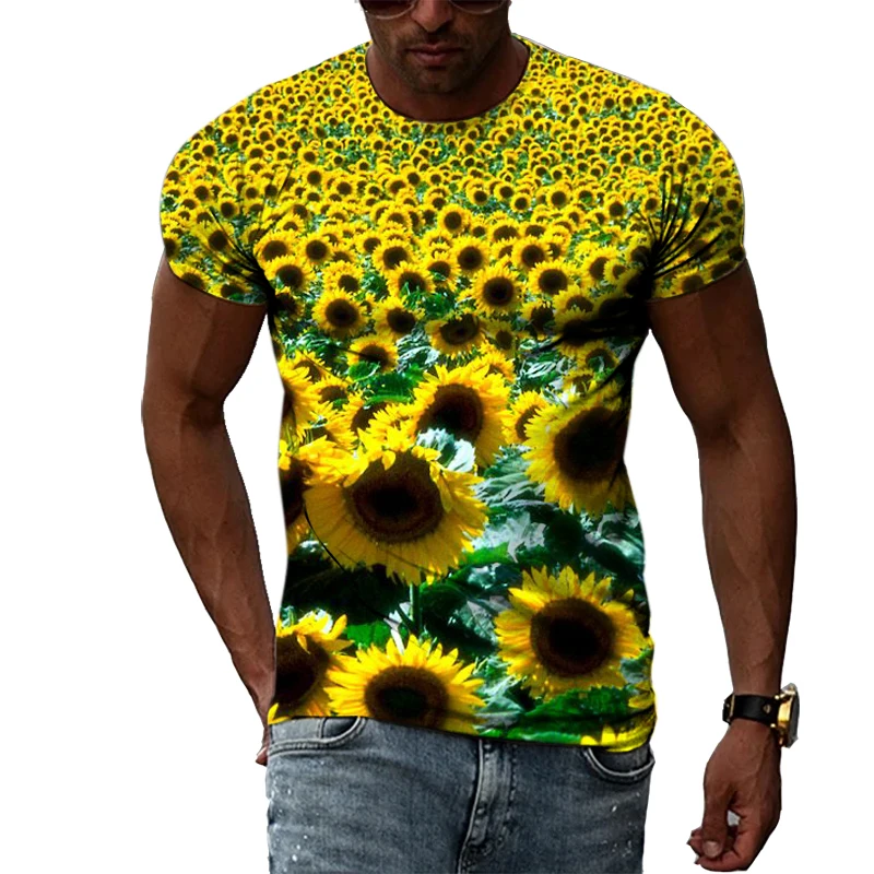 Summer Original Plant Flower Pattern Men T-shirt New Fashion Personality Casual Print graphic t shirts Trendly Unisex O-neck Tee