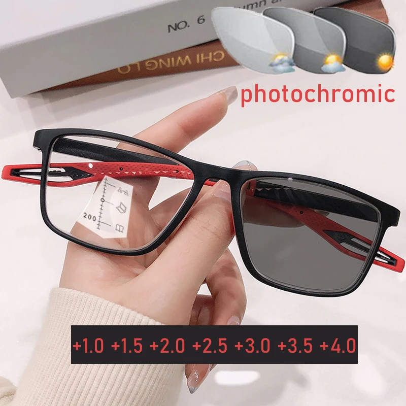 

TR90 Sports Photochromic Progressive Multifocal Reading Glasses Finished Near Far Bifocal Eyeglasses Unisex Women Men Eyewear