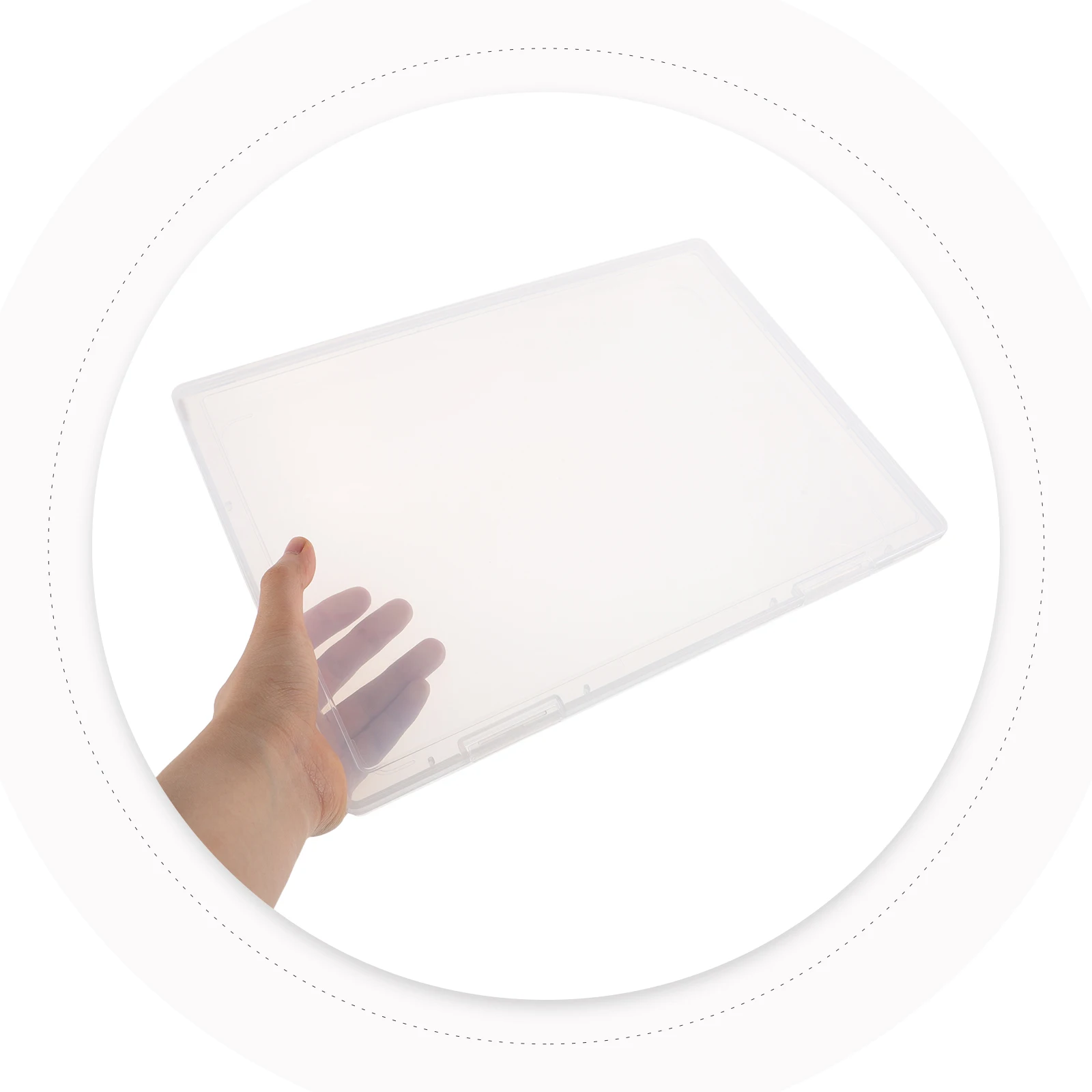 

Plastic Box A4 Document Storage Container Letter Paper Case Transparent PP Waterproof Dustproof Rectangular Shape Flip Lid Ideal