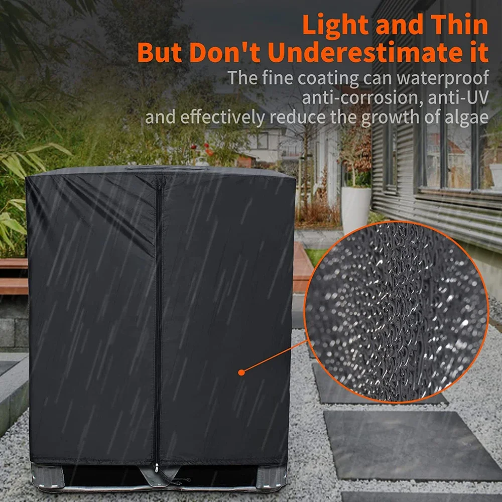 

210D Zipper IBC Tote Cover，black, green oxford cloth material for 275 gallon water tanks, waterproof, sun and rain resistant