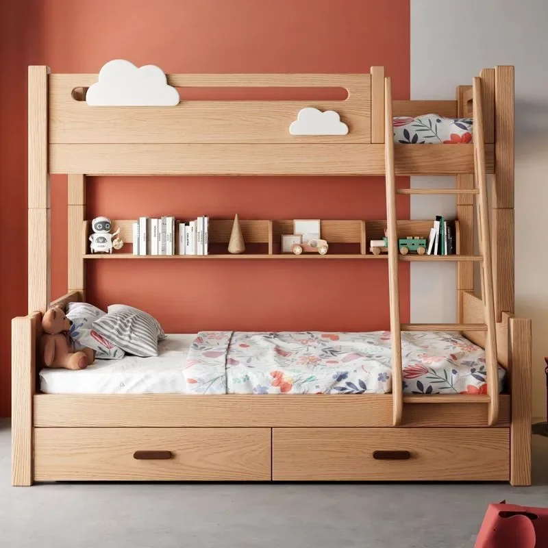 Healthy residential children's bed beech solid wood upper and lower beds high and lowbeds small apartment double-layer split ch