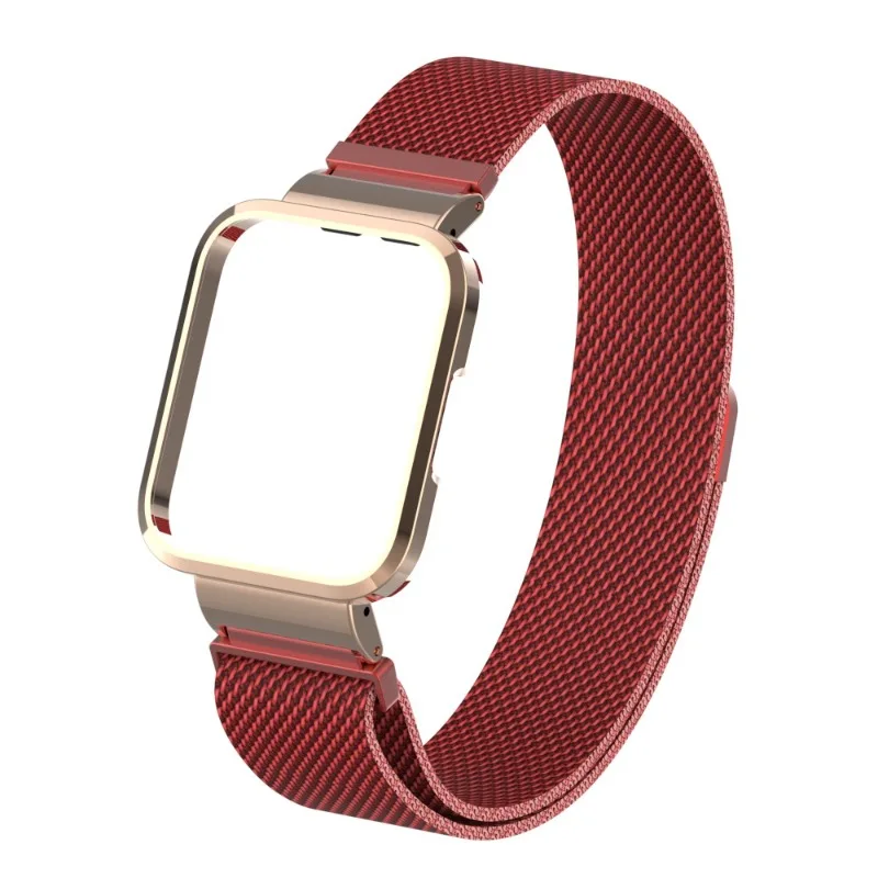 حزام لساعة شاومي ريدمي 2 لايت 3 سوار نشط ، ساعة مي مع حافظة حماية معدنية ، سوار حلقة مغناطيسي ممتص للصدمات لريدمي