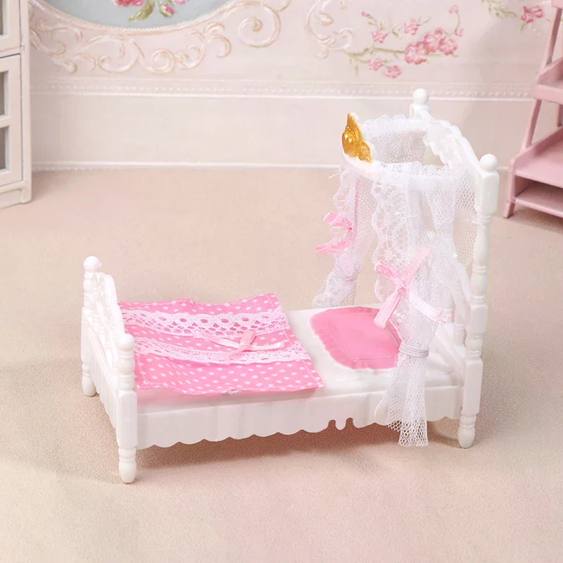 1/12 casa delle bambole principessa letto lenzuolo zanzariera kit casa delle bambole letto camera mobili decorazione accessori casa delle bambole