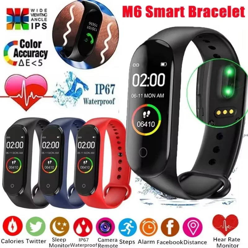 M6 Smart Watch Color Screen Step Counting Multi Sport Mode Message Reminder Photography Music Remote Control Smart Band