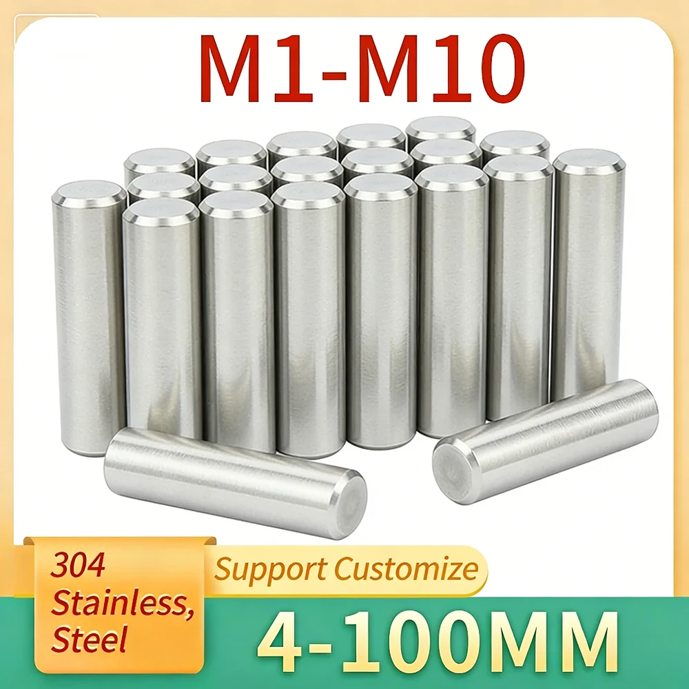 2-50Pcs M1 M1.5 M2 M2.5 - M10 Cylindrical Pin Locating Dowel Fixed Shaft Solid Rod 304 Stainless Steel 4-100mm Support Customize