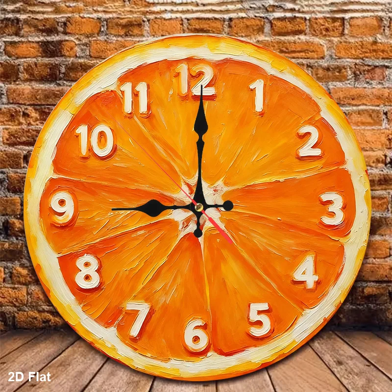 1pc Orange Slice Pattern Clock - Silent No-Ticking Nursery Fruit Decor Clock, Suitable for Home, Classroom, Office, Battery Operated (AA Battery Not Included) - Ideal Holiday Gift