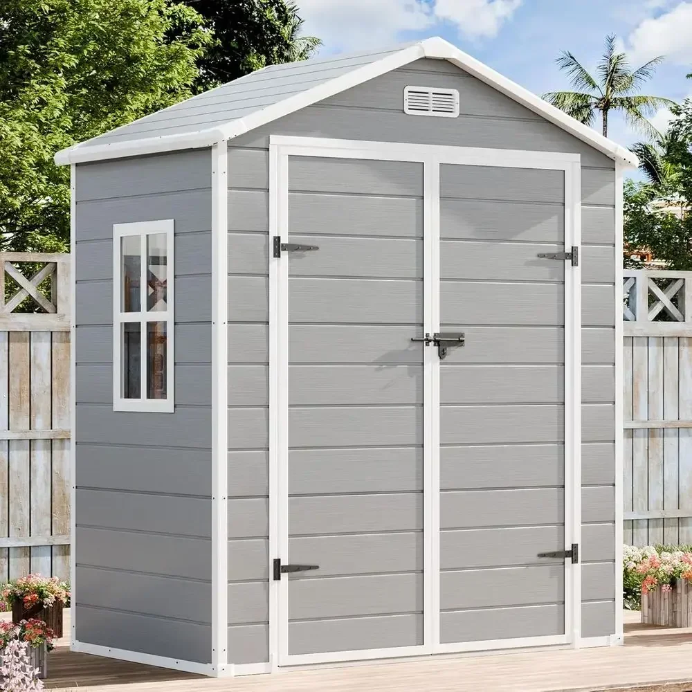 6x3 Waterproof Outdoor Storage Shed Kit with Floor, Window, and Lockable Door for Lawn and Garden Tools