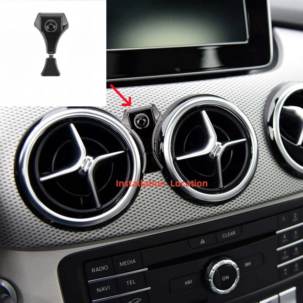 For Mercedes Benz B Class W246 2012-2019 Car Mobile Phone Holder Rotatable Silicone Non-Slip Wireless Charging Cars Accessories
