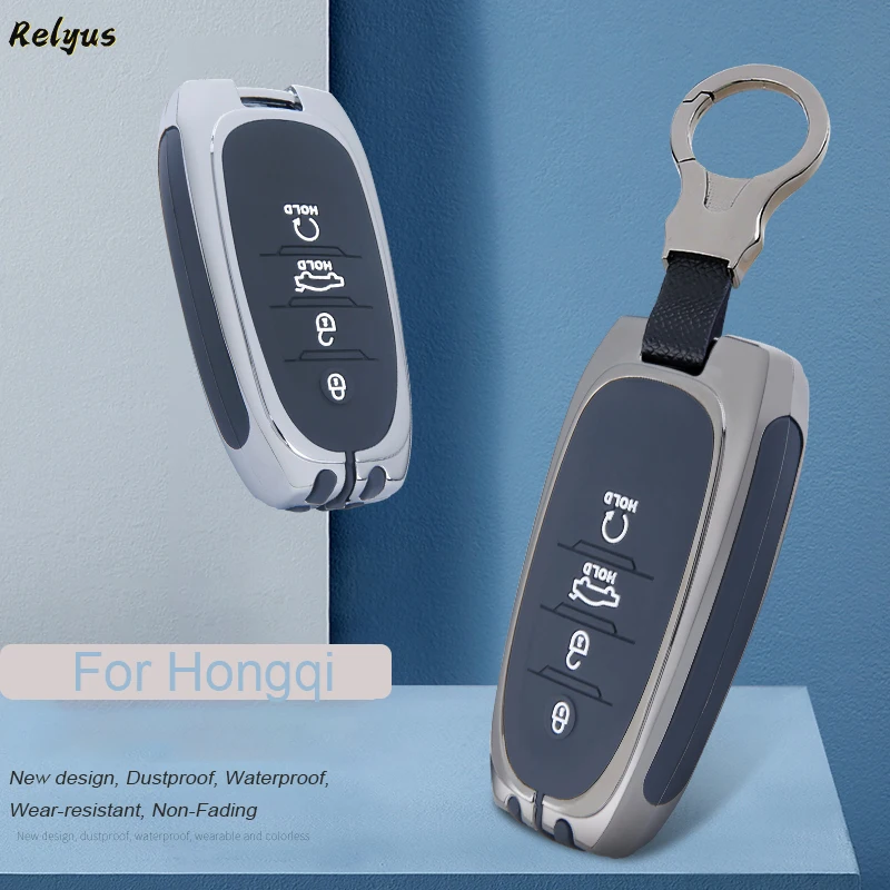 Zinc Alloy Silicone Car Remote Case Shell For FAW Hongqi H5 E-HS9 H9 2020 2021 Keychain Keyring Key Fob Protection