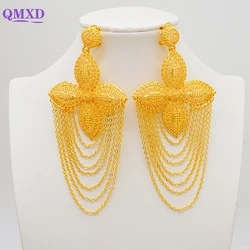 Bohemia Long Tassels Earrings African Dubai Gold Color Drop Earrings For Women Pendant Stud Earrings Wedding Jewellery Gifts